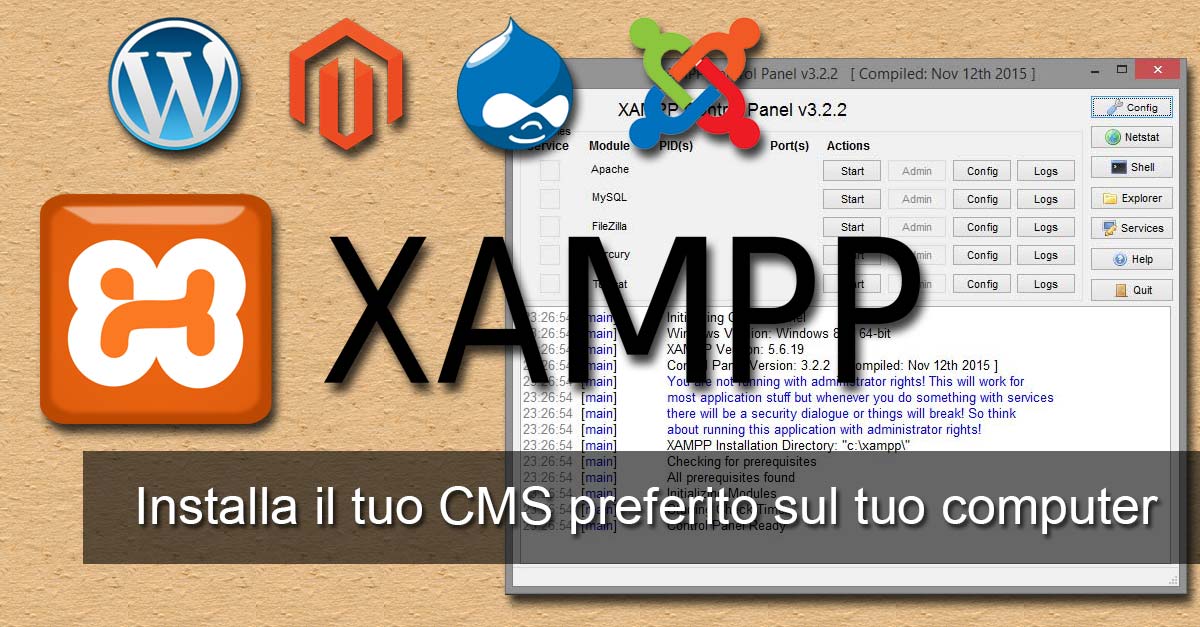 xampp apache tomcat cms windows wordpress joomla